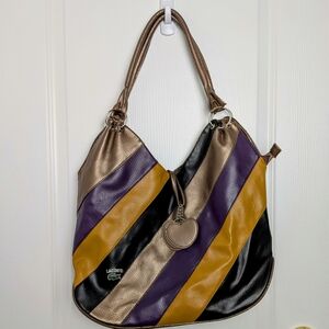 Vintage Lacoste Women’s Leather Striped Shoulder Bag